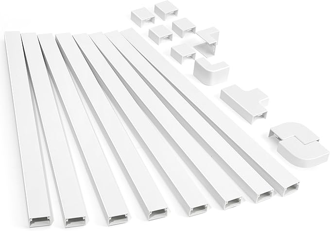 126in Cord Hider Kit, ZhiYo Cord Covers for Wall Mounted TV, Paintable Wire Cover for Cords, TV Cable Hider Wall Kit, Cable Cover Wire Management, White Cord Concealer, 8 x L15.7in W0.95in H0.55in