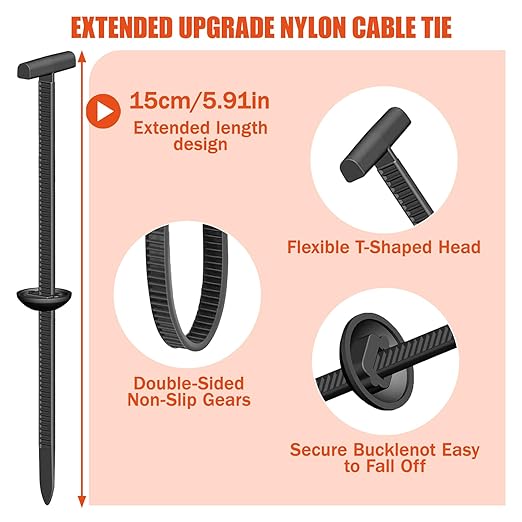 220 PCS 2026 New Upgrade Nylon Universal Cable Tie Buckle, with Clear Storage Box, Double-Sided Style Cable Tie Buckle, 5.91IN Extended Length Zip Tie for Car Repair (Fender, Bumper, Trunk Liner)