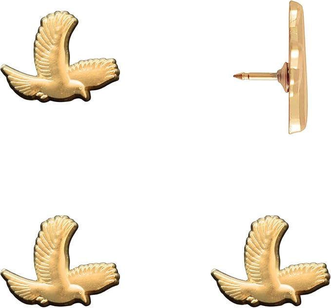 Bird Push Pins - Gold Flying Bird Map Pins - Birdwatching Tacks for Cork Boards, Maps, or Lapel Use - Designed in USA - Set of 4