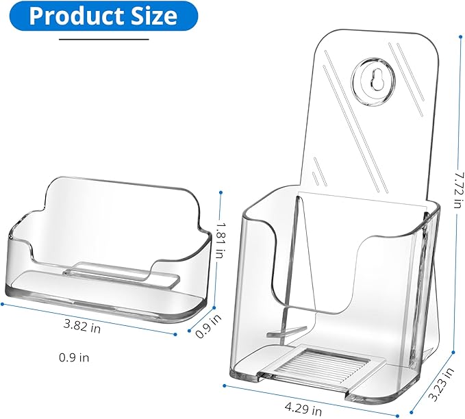 zavekia 10 pack Acrylic Brochure Holder.4x9 Inches Brochure Holder Wall Mount Clear Countertop Organizer Literature Holders (10)