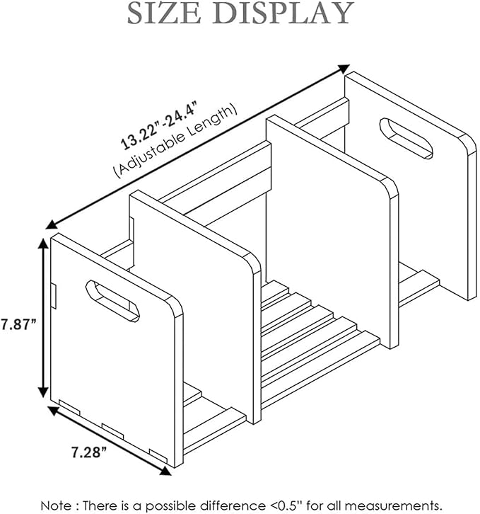 Desktop Bookshelf Expandable Desktop Organizer Counter Bookcase Desk Storage Organizer Display Shelf Rack for Office Supplies, Kitchen,Bathroom (Brown, 13.2“-24.4")