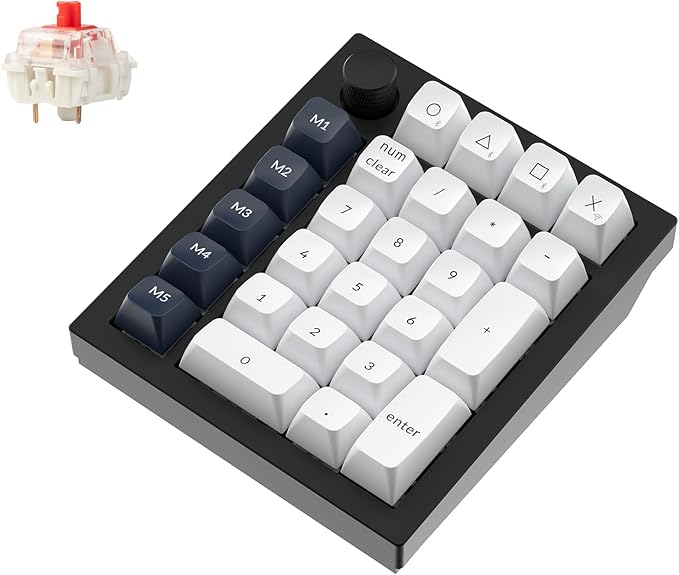 Keychron Q0 Max Wireless Custom Mechanical Numpad, 2.4 GHz/Bluetooth 5.1/Wired QMK Number Pad, RGB Hot-Swappable with Gateron Red Switch for Laptop Mac Windows Linux - Black