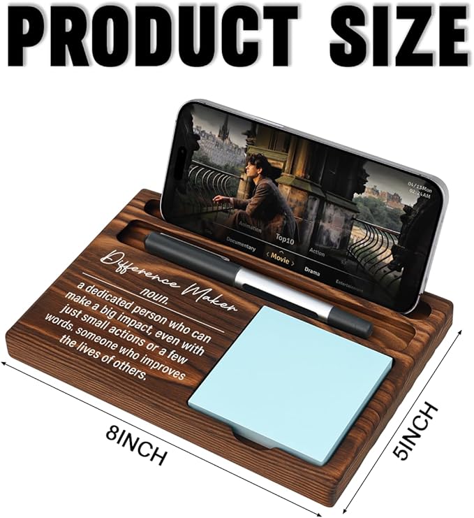 Difference Maker Bosses Day Gifts for Women Men Manager Funny Office Decor for Women Wooden Sticky Note Holder National Boss Day Decorations Gifts for Leader Men Coworker Office Desk Decor A 02