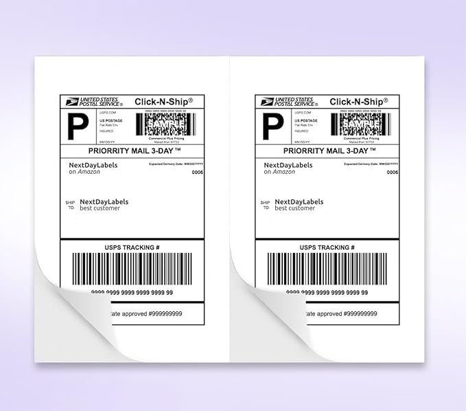 NextDayLabels 8.5x5.5 Half Sheet Stickers White Blank Labels for Laser Inkjet Printer - 2 Per Page Self-Adhesive Shipping Packaging Product Made in USA - 200 Labels