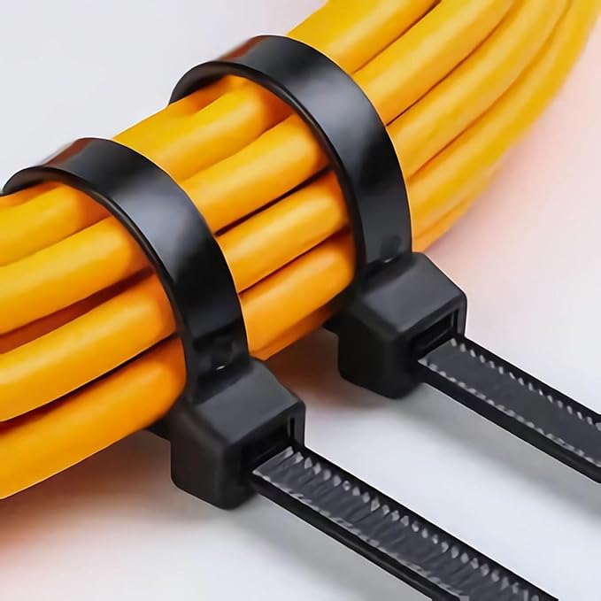 Heavy Duty Cable Ties 24 Inch 50 Pack, UV Resistant Outdoor Zip Ties with 200 lbs Tensile Strength, Self-Locking Black Nylon Ties for Indoor Outdoor Electrical Wiring, Gardening QCSJALM