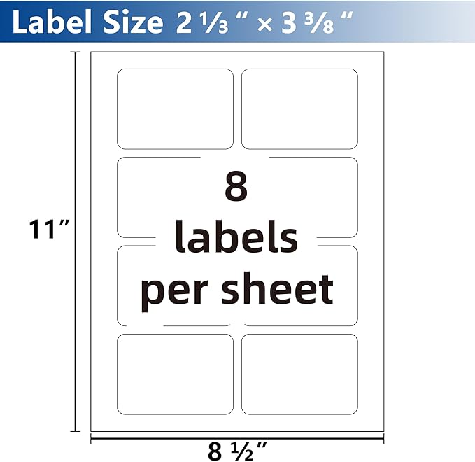 VZCPYTPM Printable Name Tags Stickers,2-1/3" x 3-3/8" Name Badges Stickers for Printer,80 Total,Custom Adhesive Name Labels for Events,Clothes,Badges,Office,School,Conferences,and Fabric Use
