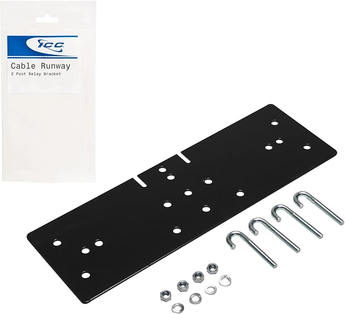 ICC Cable Runway Relay Bracket Kit – 2-Post Rack | Steel, Black Powder Coat, Rack Connection
