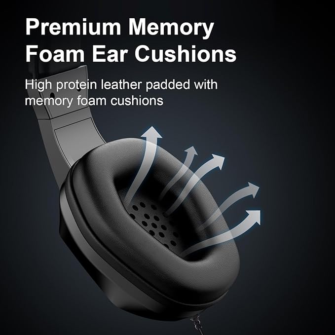 ciciglow USB Gaming Headset, Wired Gaming Headset with LED Light, Over Ear Headphones with Noise Cancelling Mic, 40mm Driver for PC Laptop, Comfortable Durable Design (OY733USB)