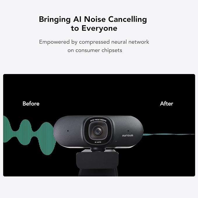NUROUM V32AF 4K Webcam for PC, Adjustable FOV, Premium CMOS, Autofocus Auto-Framing, Noise Canceling Microphones, USB Plug&Play Web Camera for Desktop/Laptop/Mac, Video Calls w/Zoom/Teams/Google Meet