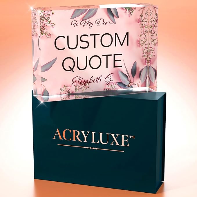 Custom Acrylic Sign Personalized, Custom Desk Name Plate, 18 Styles, (5"x7"), With Gift Box, USA Made by Acryluxe. (Glowing)