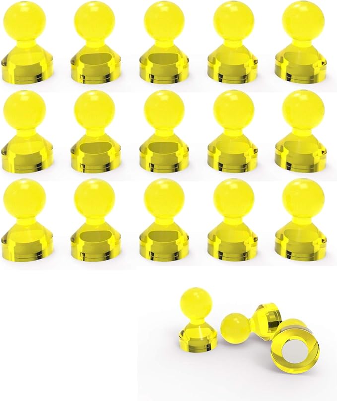 Ant Mag Magnetic Push Pins Strong Push Pin Magnets for Fridge Whiteboards Calendars Maps in School & Office Pack of 18 Yellow