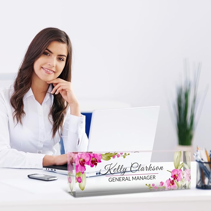 Desk Name Plate Personalized, Custom Name Plate for Desk, Acrylic Desktop Accessories, Office Gift & Decor for Women Men, Teacher Nurse Boss Employee Appreciation Gifts