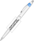 DISCOUNT PROMOS Custom Langham Ballpoint Ink Pen - Set of 50 Writing Pens for Work - Cool Pens for Writing, Black Ink, White