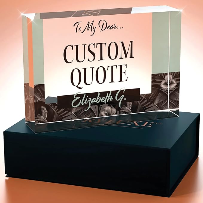 Custom Acrylic Sign Personalized, Custom Desk Name Plate, 18 Styles, (5"x7"), With Gift Box, USA Made by Acryluxe. (Holman)