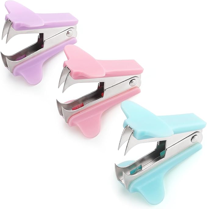 ZZTX 3 Pack Staple Remover Staple Puller Removal Tool for Home, School, Office (Pink, Blue, Purple)