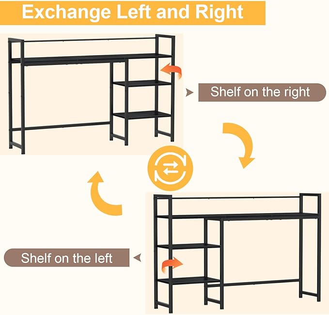 Snughome Desk Shelf, 44.9" Large Desktop Organizer Shelf, Desk Hutch for Monitor, 4 Tier Display Rack, Wooden Desktop Bookshelf Storage Rack for Home Office Dorm
