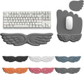 Angel Wing Keyboard Wrist Rest Set, 3 Piece Cloud Wrist Rest for Computer Keyboard with Mouse Wrist Rest and Coaster, PU Leather Memory Foam Wrist Support for Office, Home and Gaming (Grey - A)
