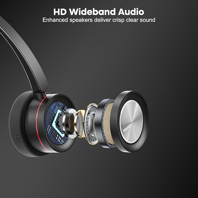 MAIRDI PC Headset with Microphone Noise Canceling, USB Computer Headset with Mic for Laptop Teams Zoom Office Work Call Center Business Softphone, Dictation Headset for Dragon Naturelly Speaking