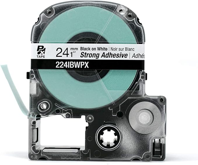 Epson LABELWORKS 224IBWPX Genuine PET (Polyester) Tape Cartridge - Black on White Strong Adhesive Industrial Label Maker Tape - 1" (24MM) Wide, 30 ft