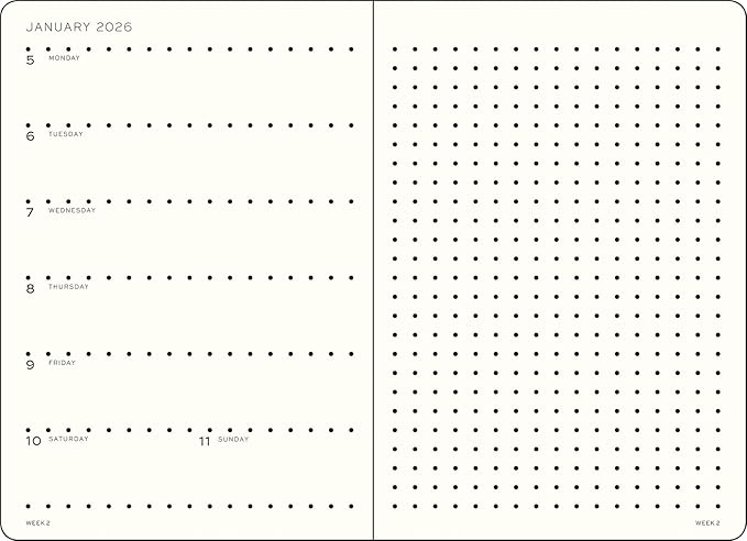 LEUCHTTURM1917 - Weekly Planner & Notebook 2026, Hardcover, Medium (A5), Dotted, Black (Jan 1 - Dec 31, 2026)