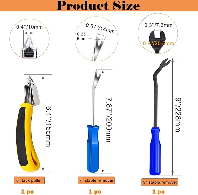 Sunxeke 3Pcs Heavy Duty Upholstery and Construction Staple Remover with Tack Puller Tool, Nail Puller, Carpet Remover, for Removing All Kinds of Staples