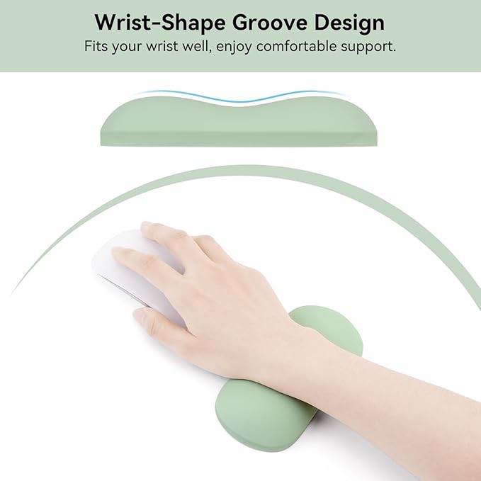 MOSISO Wrist Rest Silicone Ergonomic Air Cushion Mouse Support Pad, Keyboard Mouse Wrist Support for Typing, Gaming Pain Relief Pad Wrist Cushion for Computer, Laptop, Home & Office, Green
