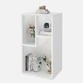VECELO 3-Cube Bookcase, 2-Tier Customized Storage Display Shelf, Bookshelf with Height Difference Fits Tallest Hardcovers, Horizontal Available, Free Standing for Home Office, Pearl White