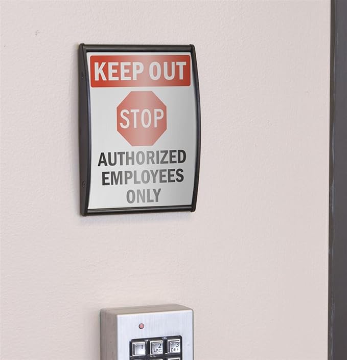 Wall/Door Signs for Wall Mount Holds 4 x 5.625 Inches Graphics, Front-Loading Name Plate Holder with Double-Sided Tape for Installation, Black, Aluminum (WCSBK64) -Set of 5
