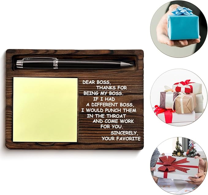 Funny Boss Gifts for Men, Humor Gifts for Bosses Boss's Day Retirement Going Away Birthday, Best Boss Sticky Note Holder for Bosses Office Decor