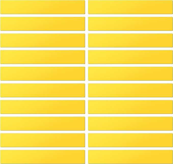 LLPT Dry Erase Magnetic Label Strips 20 Pack 1" x 12" Blank Reusable Writable Magnet Stickers for Organizing Labeling on Fridge Whiteboard Crafts and More Metallic Surfaces Yellow(DMS11220YW)