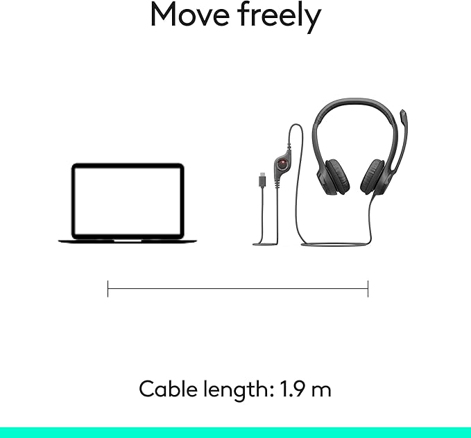 Logitech H391 Wired Headset for PC/Laptop, Stereo Headphones with Noise Canceling Microphone, USB-C, in-Line Controls, Works with Chromebook - Graphite (Pack of 12)