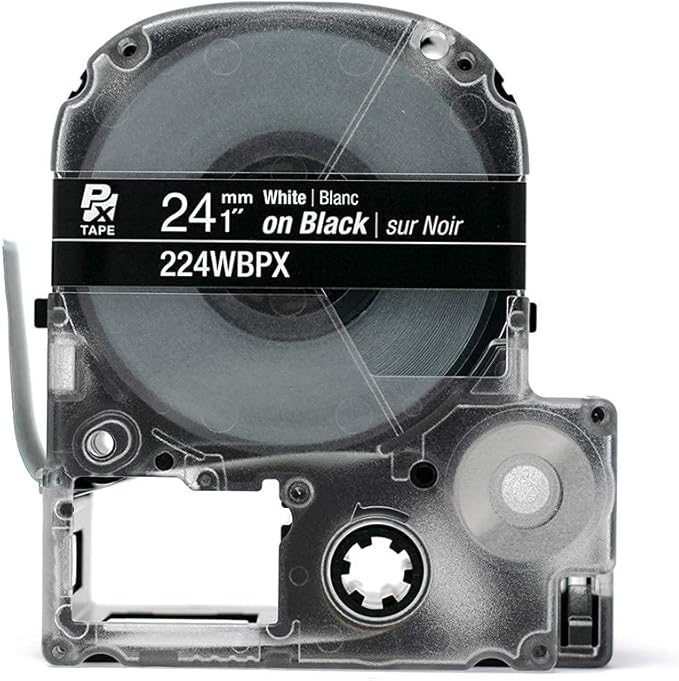 Epson LABELWORKS 224WBPX Genuine PET (Polyester) Tape Cartridge - White on Black Industrial Label Maker Tape - 1" (24MM) Wide, 30 ft