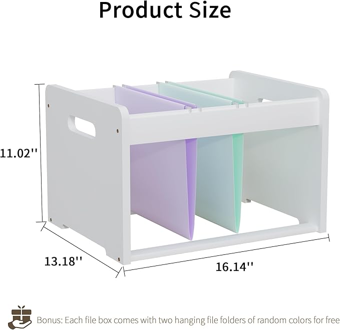 2 Pack Bamboo Hanging File Organizer, Office Desk File Organizer for Letter Size, Wood Hanging File Folders Organizer Record Holder Storage Stand Bookshelf Easy Assembly, White