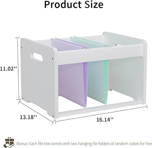 2 Pack Bamboo Hanging File Organizer, Office Desk File Organizer for Letter Size, Wood Hanging File Folders Organizer Record Holder Storage Stand Bookshelf Easy Assembly, White