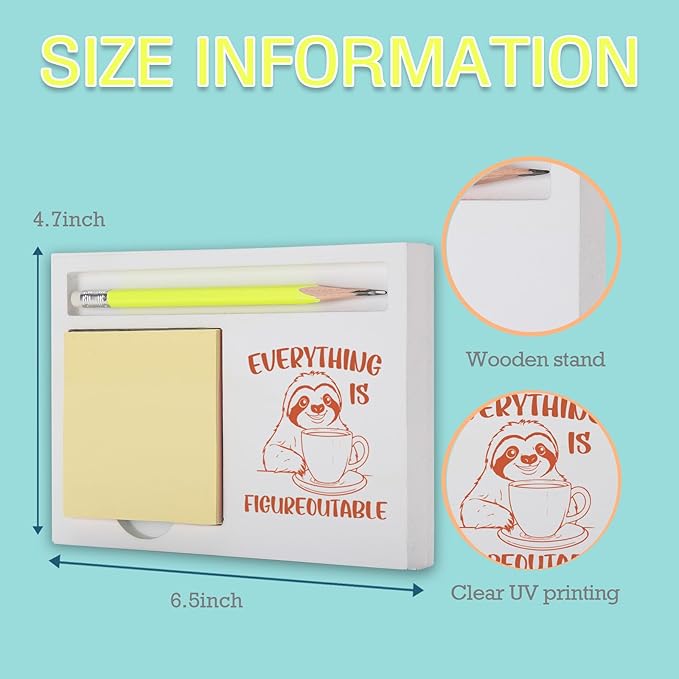 Inspirational Everything is Figureoutable Sloth Note Holder, Cute Motivation Desk Organizer for Teacher Coworker Friend, Encouragement Gift for Office School Home Note Pad Holders KBB01