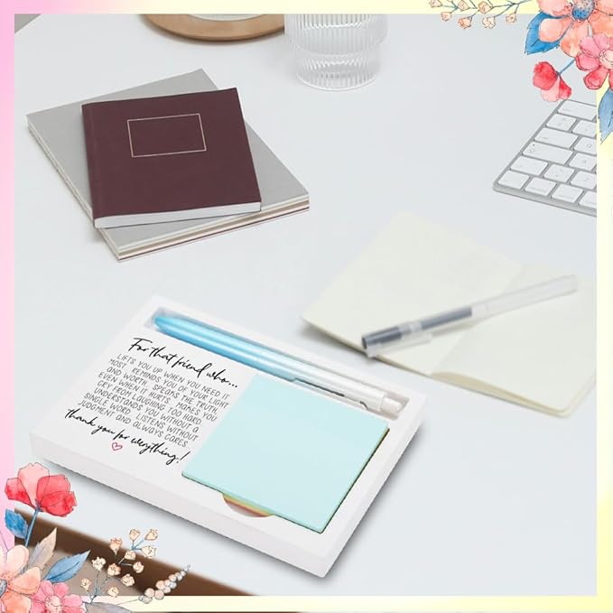 Friend Appreciation Gift, Motivational Gift for Cherished Friends, Encouraging Gift for Gratitude to Friends, Wooden Sticky Note Holder, 16.5 x 12 x 1.5 cm, XXW28