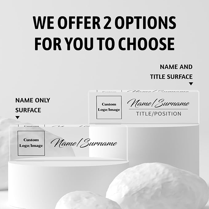 Personalized Office Name Plate, Custom Logo/Photo, Name Plate for Desks, Office Desk Decorations Gift for Women Men, Acrylic Desk Name Plate for Teacher Coworkers Staff Boss (Transparent Logo)