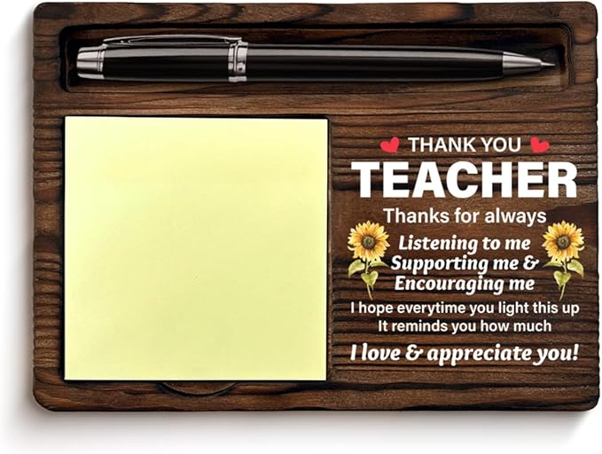 Thank You Teacher Gifts for Women Men, Teacher Appreciation Gifts for Birthday Retirement Teacher's Day Graduation Farewell, Sticky Note Holder Home Office Decor