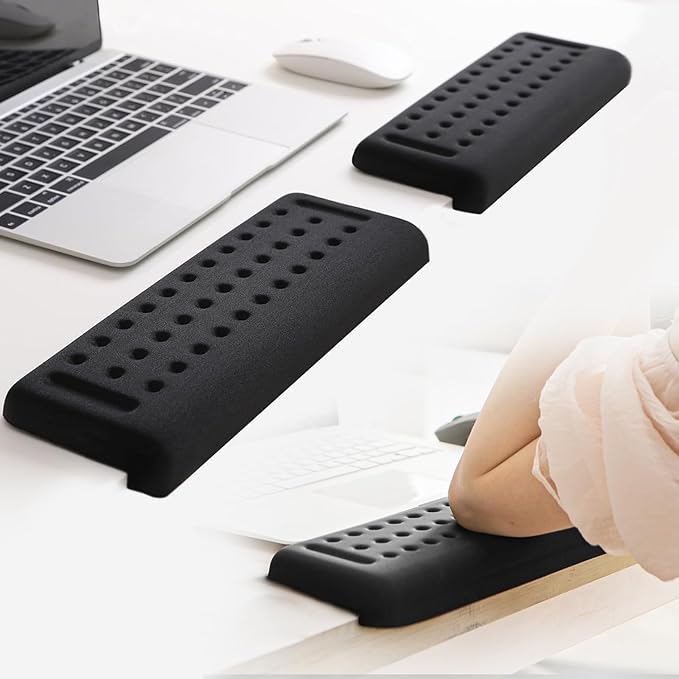 L-Shaped Keyboard Wrist Rest, Ergonomic Elbow Pad for Desk,Memory Foam Elbow Support Padding with Non-Slip,Easy Typing, Pain Relief, for Computer, Laptop, Gaming(Classic Black)