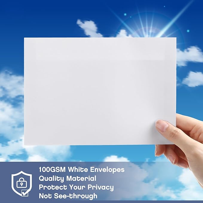 Fainne 800 Pcs White Envelopes Self Adhesive Printable Envelope Bulk for Invitation, Wedding, Baby Shower, Photography, Thank Note, Postcard, Greeting Card, Mailing, Graduation (A6 4.75 x 6.5 Inch)