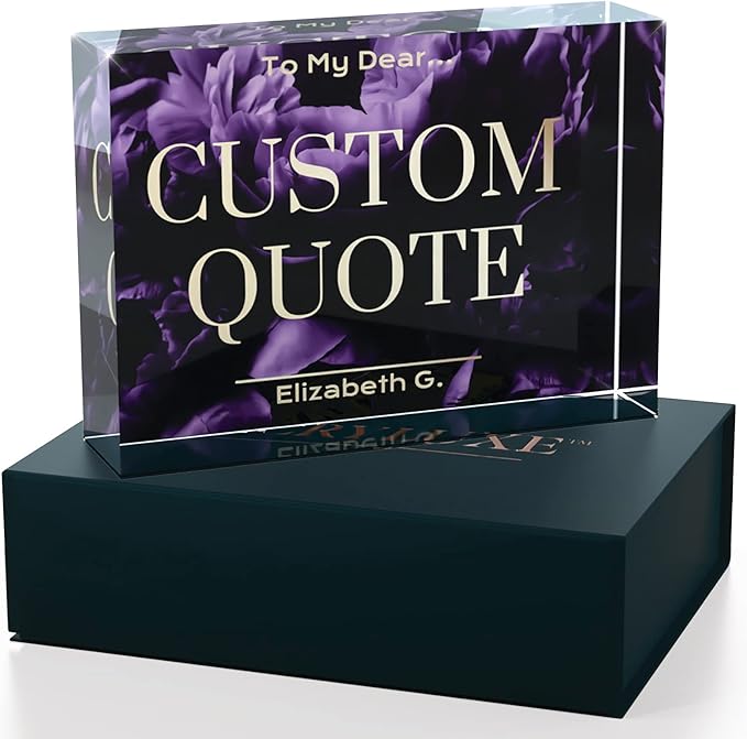 Custom Acrylic Sign Personalized, Custom Desk Name Plate, 18 Styles, (5"x7"), With Gift Box, USA Made by Acryluxe. (Blossom)