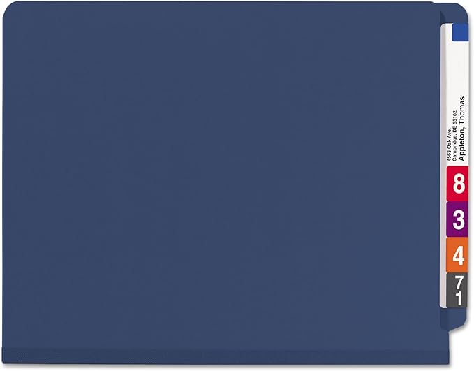 Smead End Tab Classification Folder, Letter, Straight, 2 Dividers, Dark Blue, 10 per Box (26784)