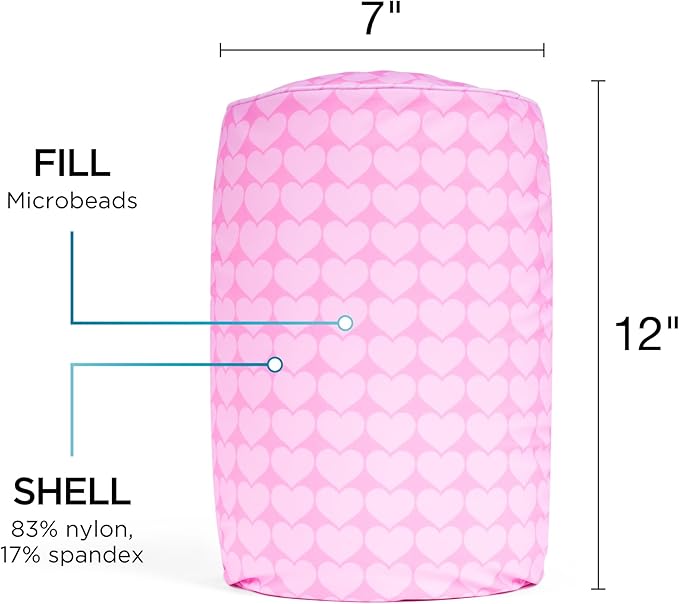 Brookstone Squishy FOM Cushion Pillow - The Original Stretchy, Comfy, Colorful Pillow for Neck, Lumbar Support, and Bed - for Sleeping, Car, Travel - Small Pillow, Hearts, 12 x 7 Inches