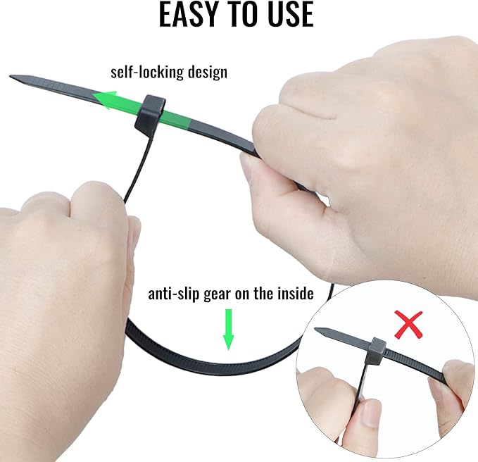Zip Ties 12 inch 1000 Pack Black, 50 lbs Tensile Strength, Self-Locking Nylon Cable Ties, UV Resistant Plastic Wire Ties for Indoor and Outdoor Use by EMINCOUP
