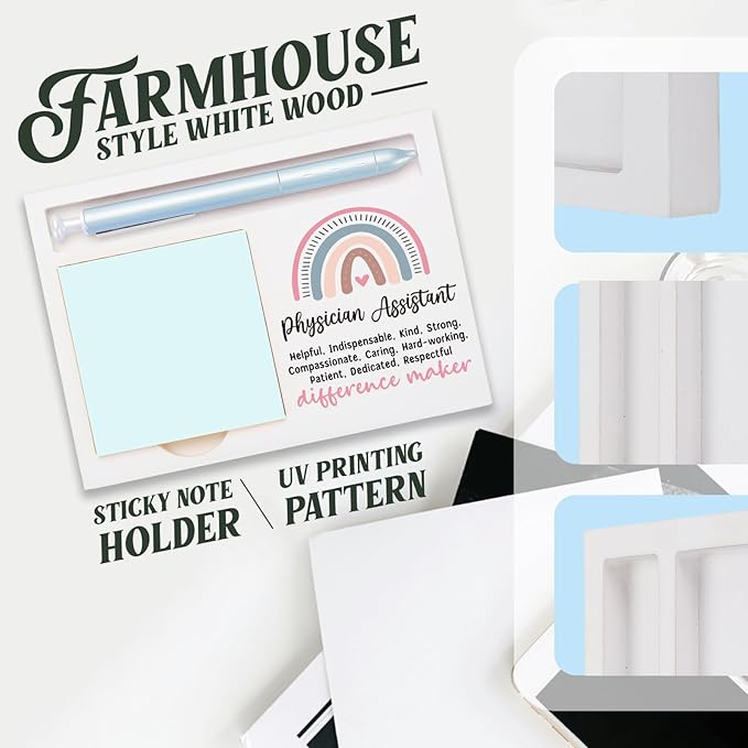 Physician Assistant Office Supplies Sticky Note Holder Decor, Physician Assistant Thank You Appreciation Gifts for Women Self-Stick Note Pad Holders W2B16