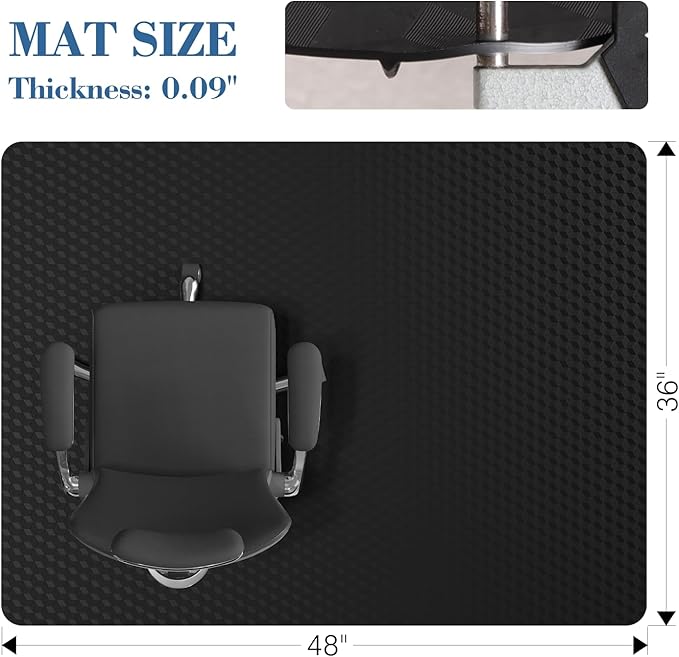 Tydle Chair Mat for Carpet 36" x 48" - 3D Geometric Chair Mat for Carpeted Floors, Plastic Floor Mat for Home Office, Black