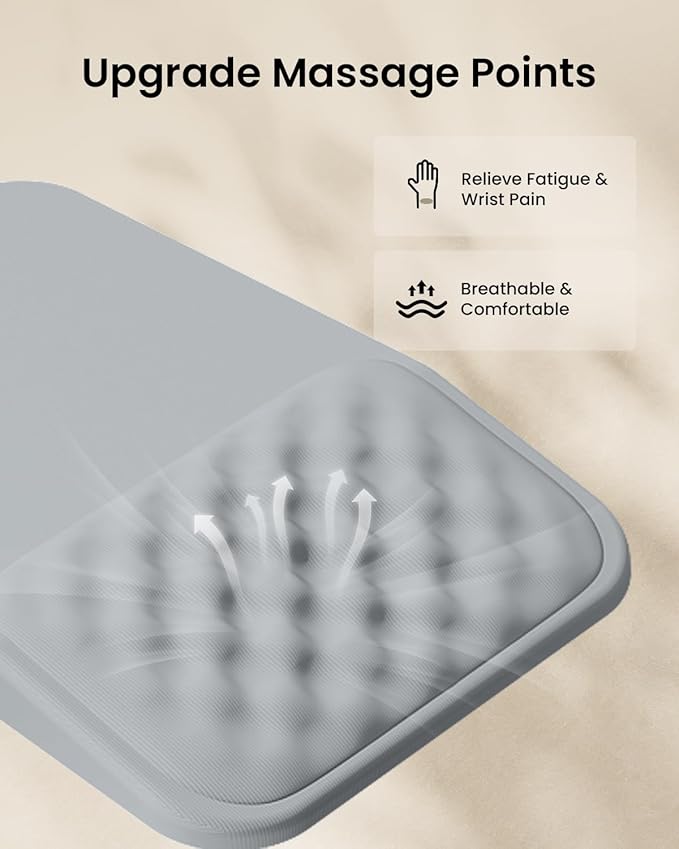 ProtoArc Ergonomic Mouse Pad with Wrist Rest, MP50 Mousepad with Massage Design, Soft Memory Foam and Non-Slip PU Base for Pain Relief, Desk, Home, Office, 12x8 Inches, Gray