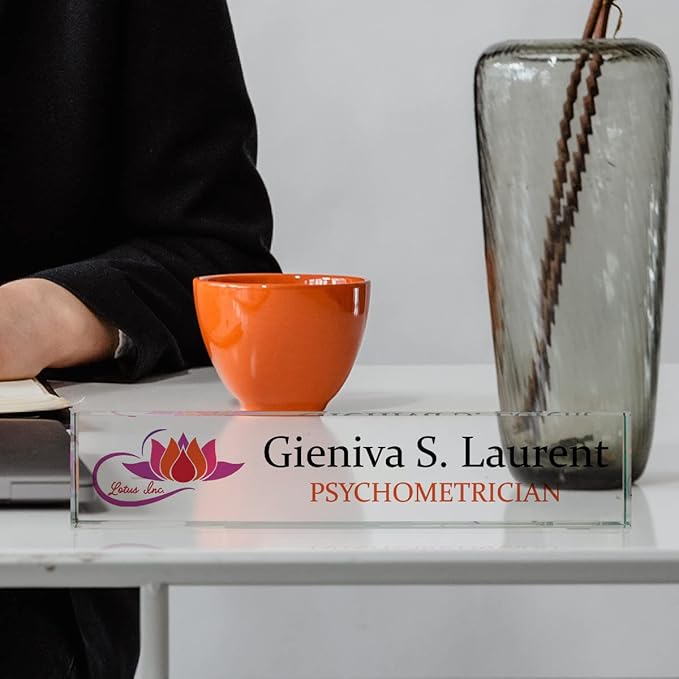 PlaqueMaker Personalized Name Plates for Desks, Custom-Engraved or Color Printed Inlcude a Logo, Office Decor (Jade) (10 x 2" with Color Printing)