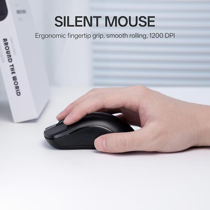 Rapoo X2100 Quiet Wireless Keyboard and Mouse Combo, 2.4GHz USB Receiver, 12 Multimedia Keys, Spill-Proof, Full-Sized, Compatible with PC, Laptop, Black