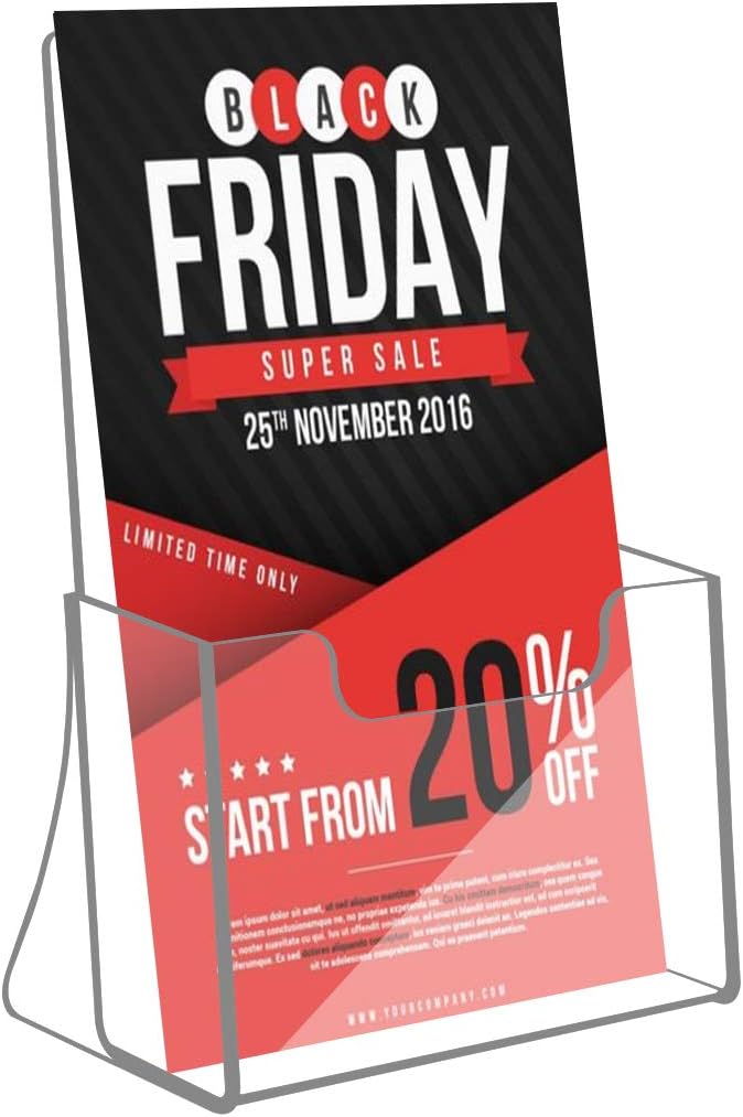NIUBEE 2 Pack 8.5'' x 5.5'' Acrylic Bi-fold Brochure Holder,Clear Plastic Counter top Flyer Organizers